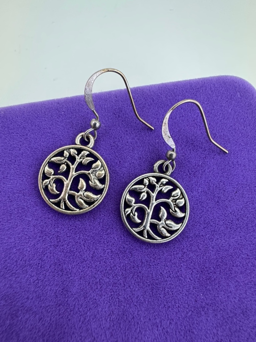 💛 Silver Tone Tree of Life Dangle Earrings | Botanical Boho
